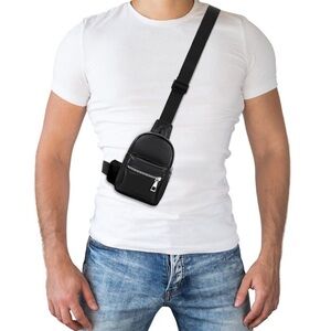 Mini Leather Sling Bag Men Travel Daily Crossbody Bag Phone Holder new